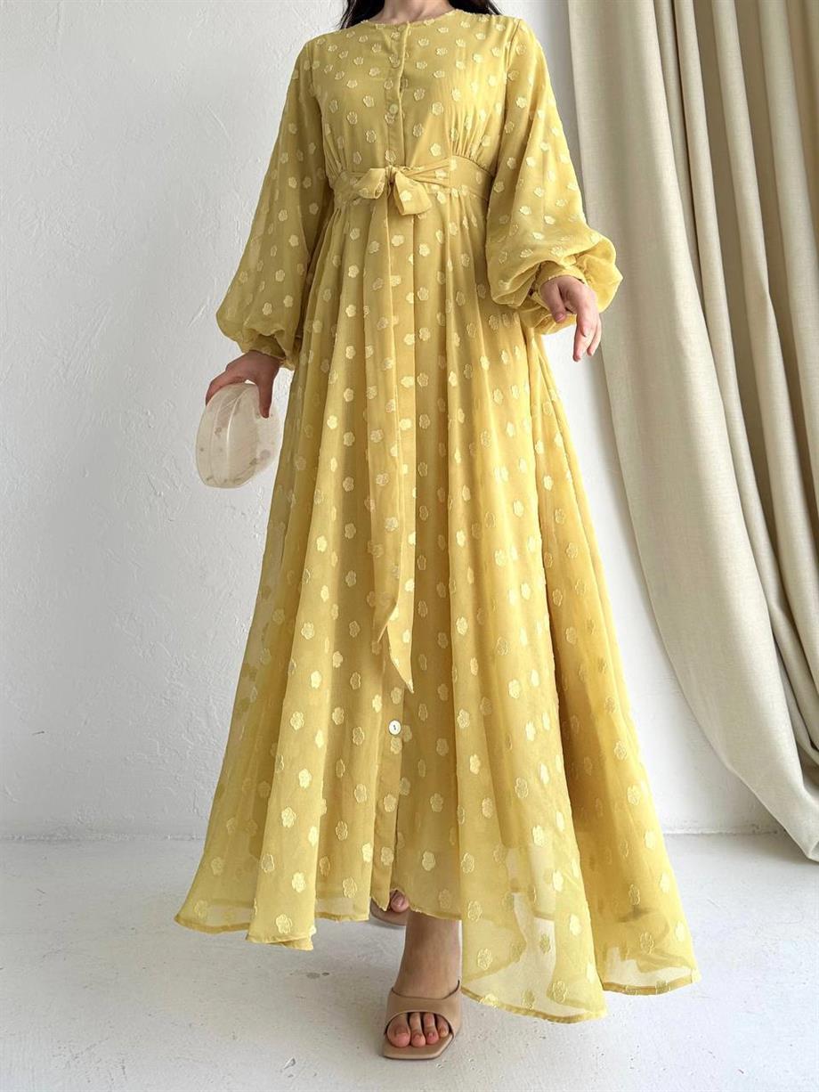Sarı Puantiyeli Elbise mr102