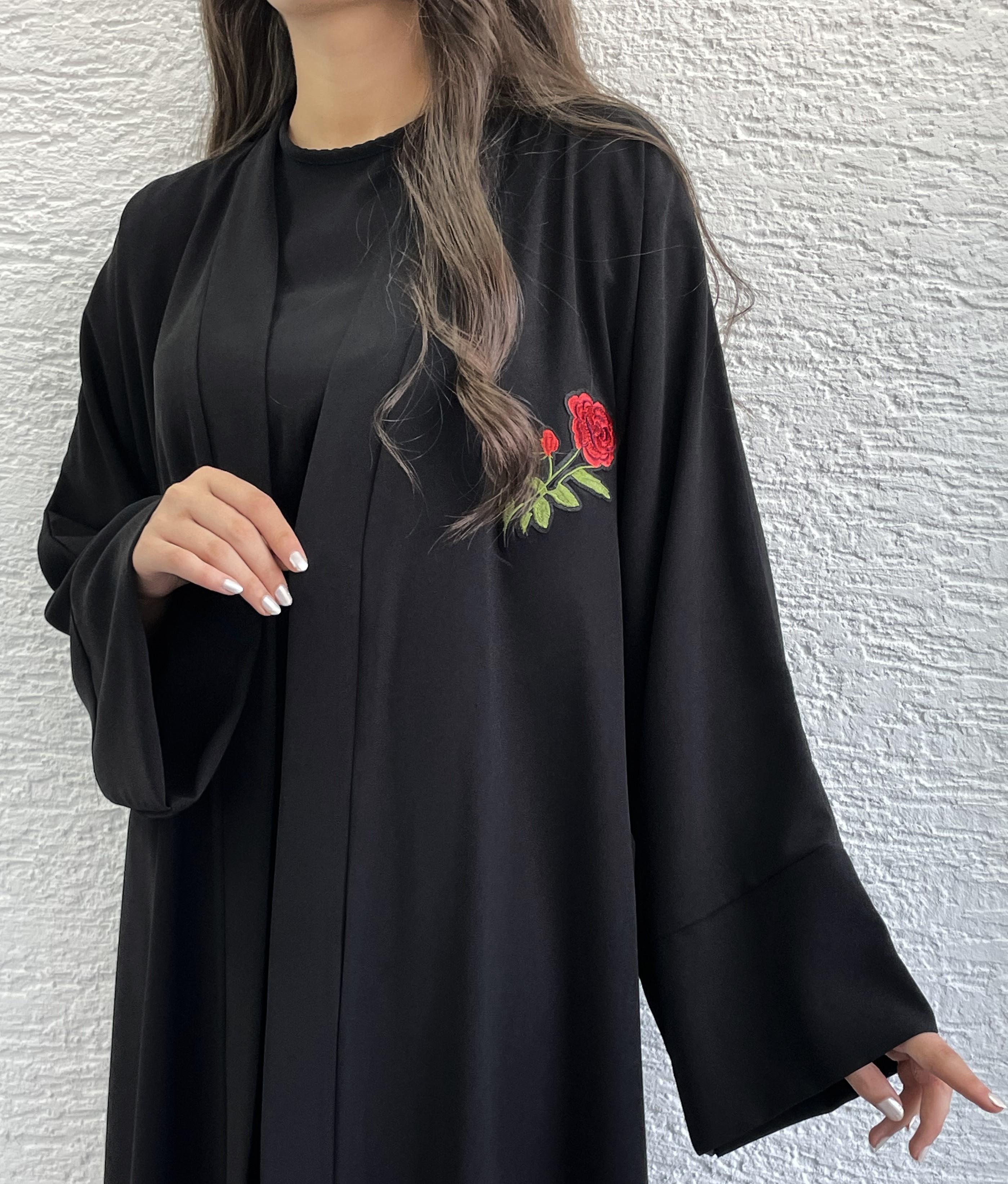 Siyah Gülru Abaya