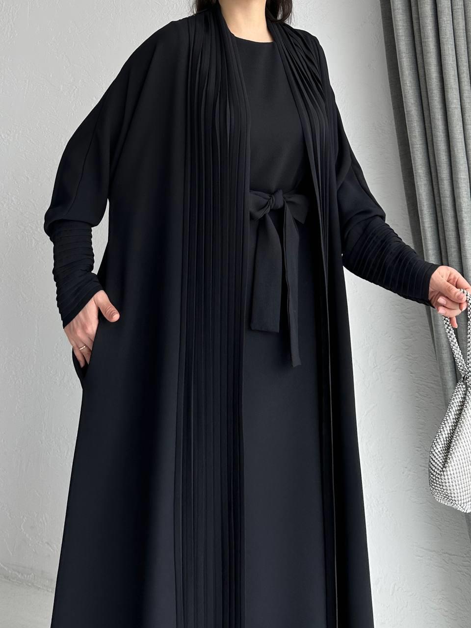 Siyah Zen Abaya Takım 
