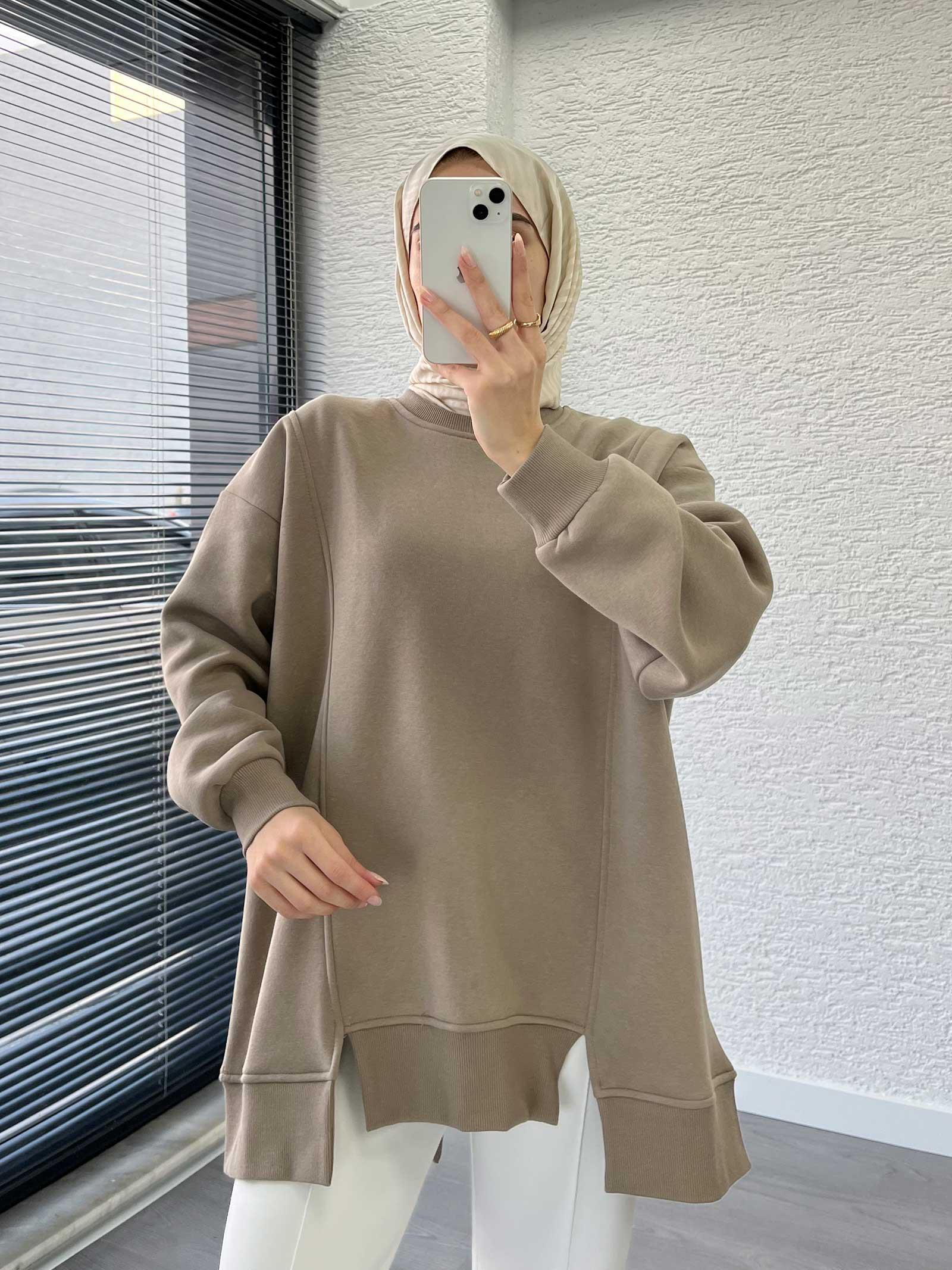Vizon Arka Fermuar Detaylı Oversize Sweat