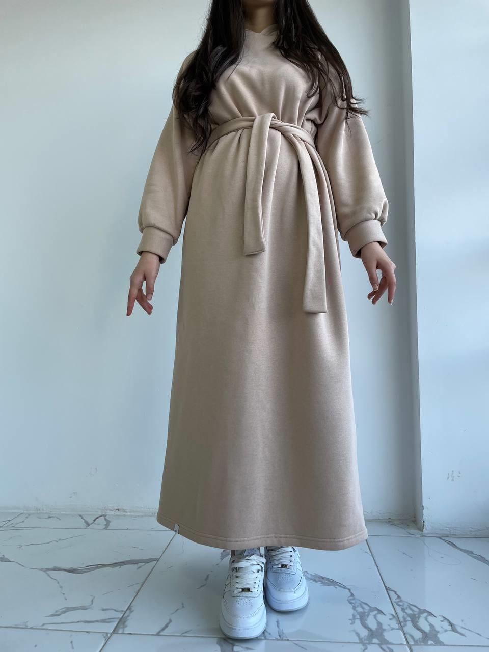 Vizon Kapüşonlu Sweat Elbise