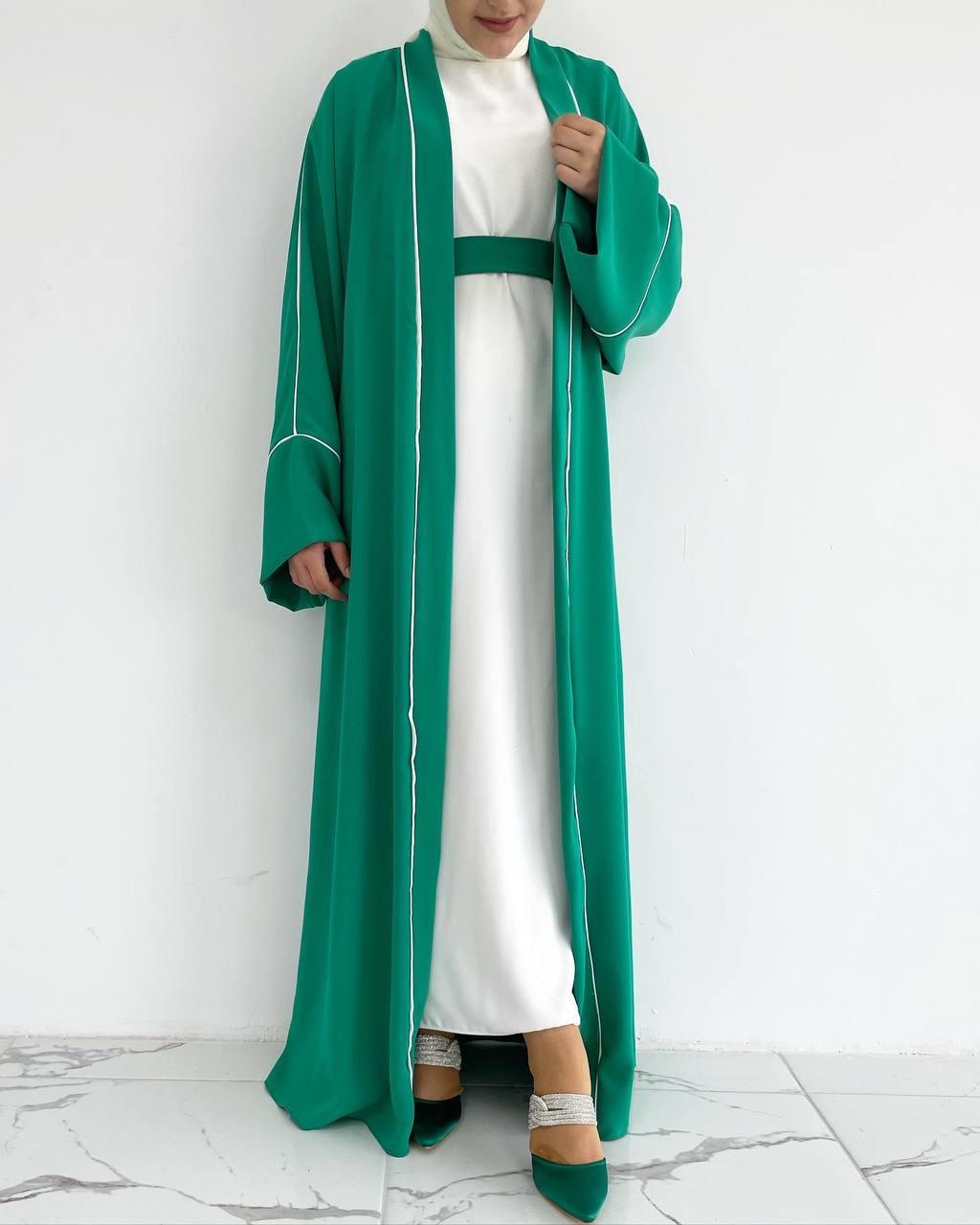 Yeşil Yanları Biyeli Abaya