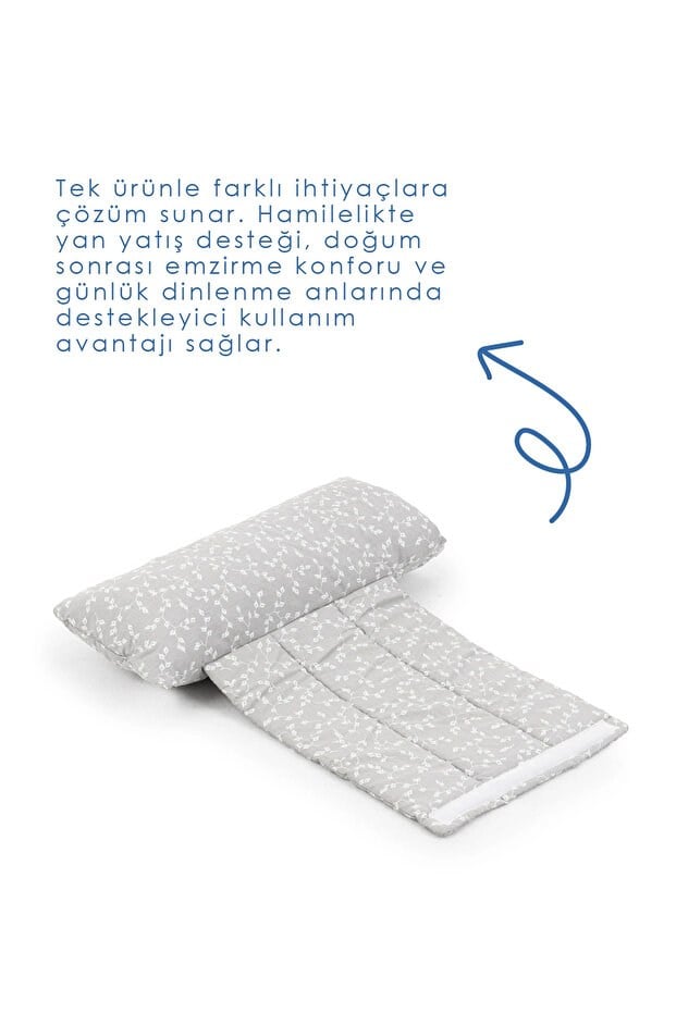 Babyjem 198 Sırt Destekli Hamile Ve Emzirme Yast Gri Çiçek