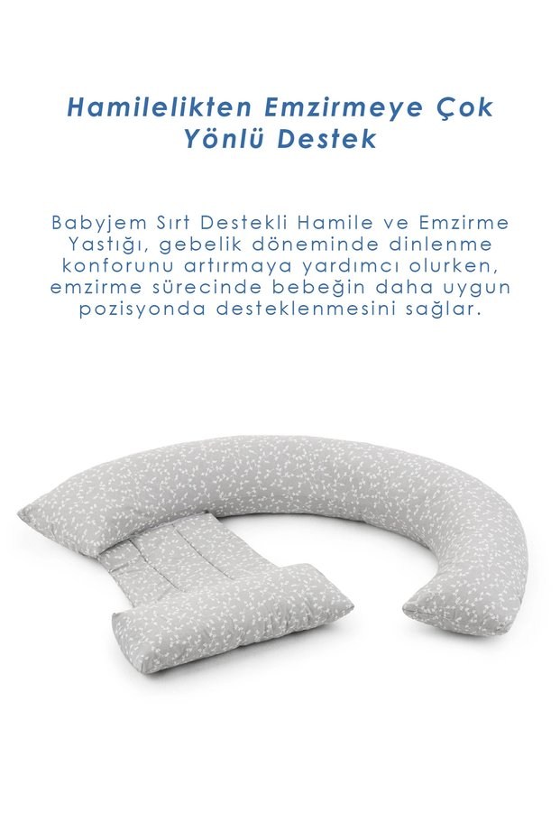 Babyjem 198 Sırt Destekli Hamile Ve Emzirme Yast Gri Çiçek