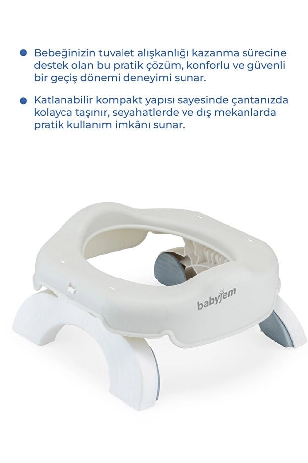 Babyjem 2 İn 1 Portatif Katlanabilir Seyahat Lazımlığı Klozet Adaptörü Kum Beji + 5 Hediye Poşet