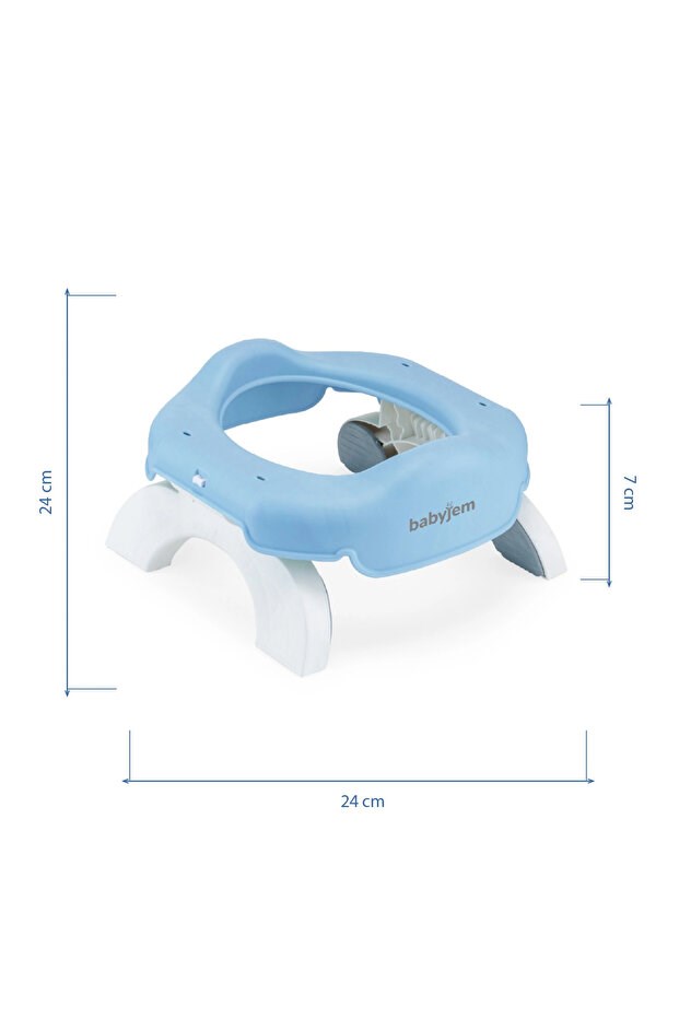 Babyjem 2 İn 1 Portatif Katlanabilir Seyahat Lazımlığı Klozet Adaptörü Mavi + 5 Hediye Poşet