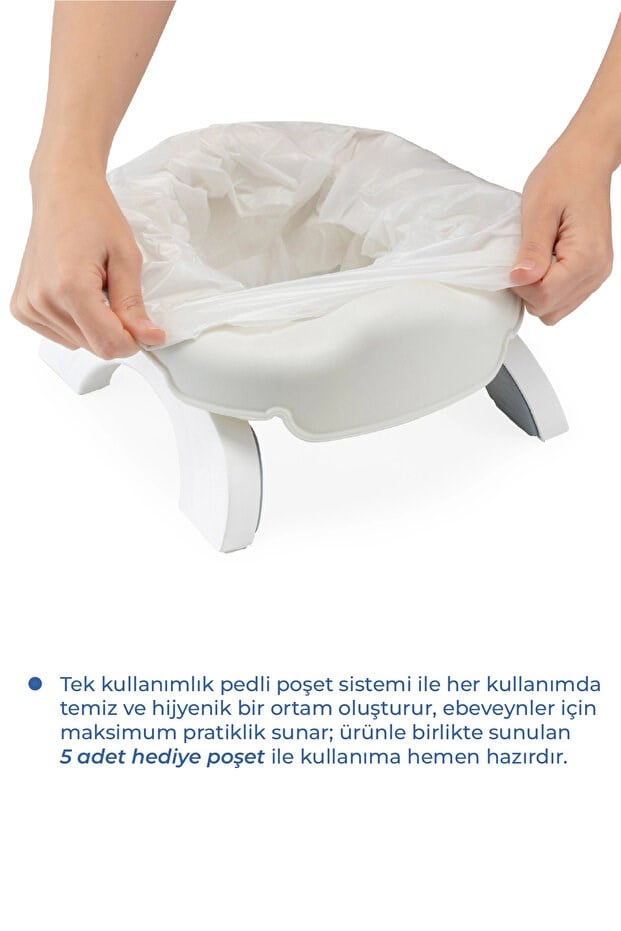 Babyjem 2 İn 1 Portatif Katlanabilir Seyahat Lazımlığı Klozet Adaptörü Kum Beji + 5 Hediye Poşet