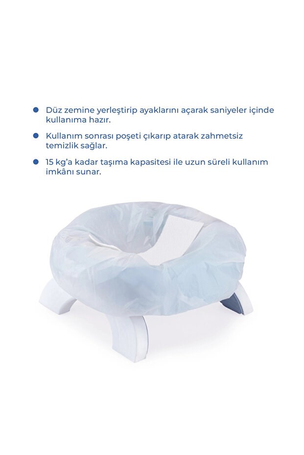 Babyjem 2 İn 1 Portatif Katlanabilir Seyahat Lazımlığı Klozet Adaptörü Mavi + 5 Hediye Poşet