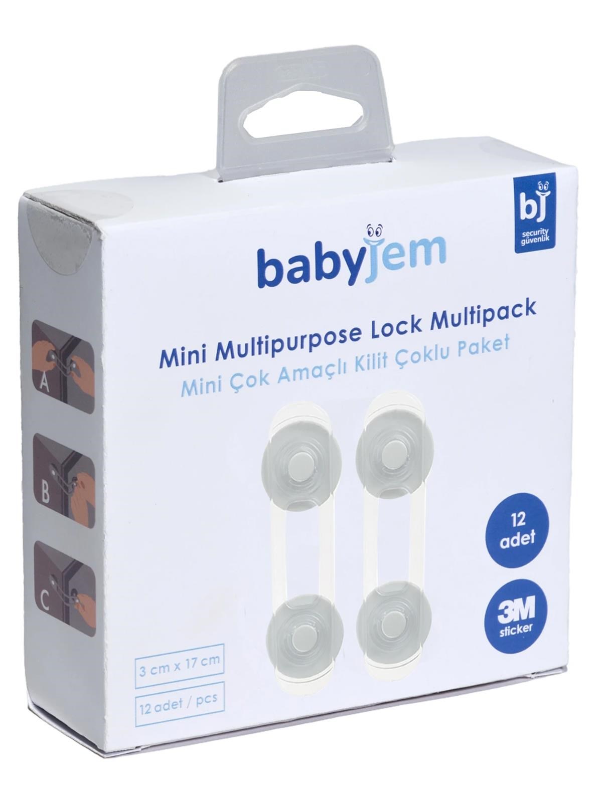 Babyjem 894 Mini Çok Amaçlı Kilit Çoklu Paket / Şeffaf / 12 Adet