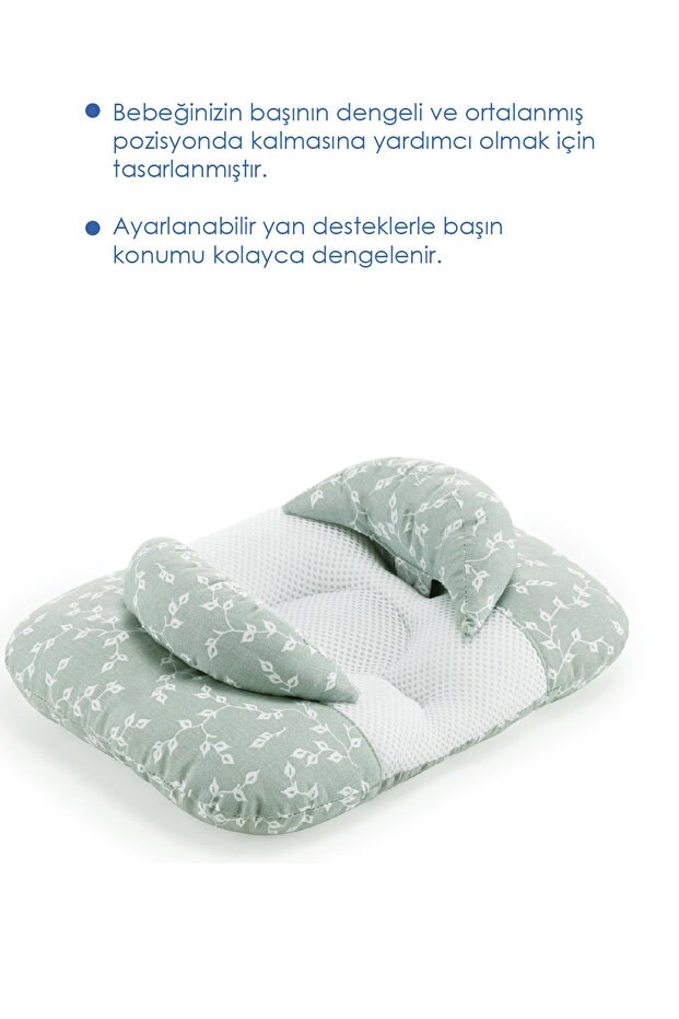 Babyjem 937 Ayarlanabilir Düz Kafa Yastığı Yeşil Çiçek
