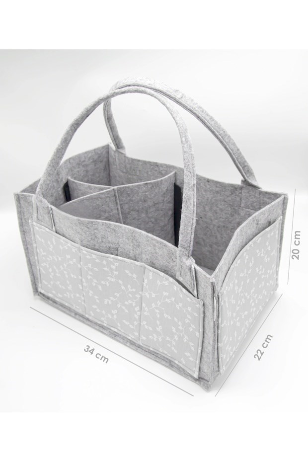 Babyjem Keçe Anne Bebek Bakım Çantası Gri Çiçek 772