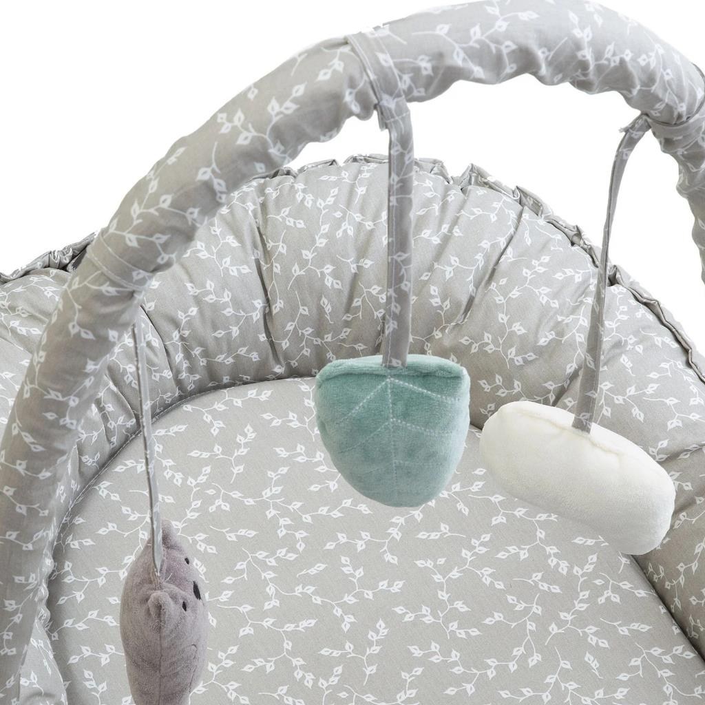 Babyjem Oyuncaklı Anne Baba Yanı Yatağı Gri Çiçek 489