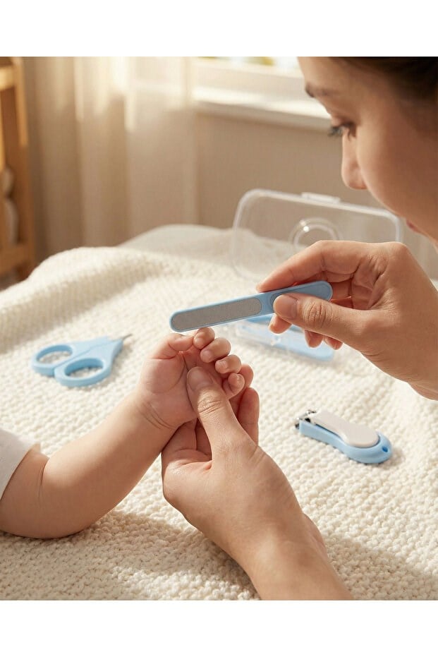 Babymond 4 Parça Bebek Tırnak Bakım Seti  Mavi