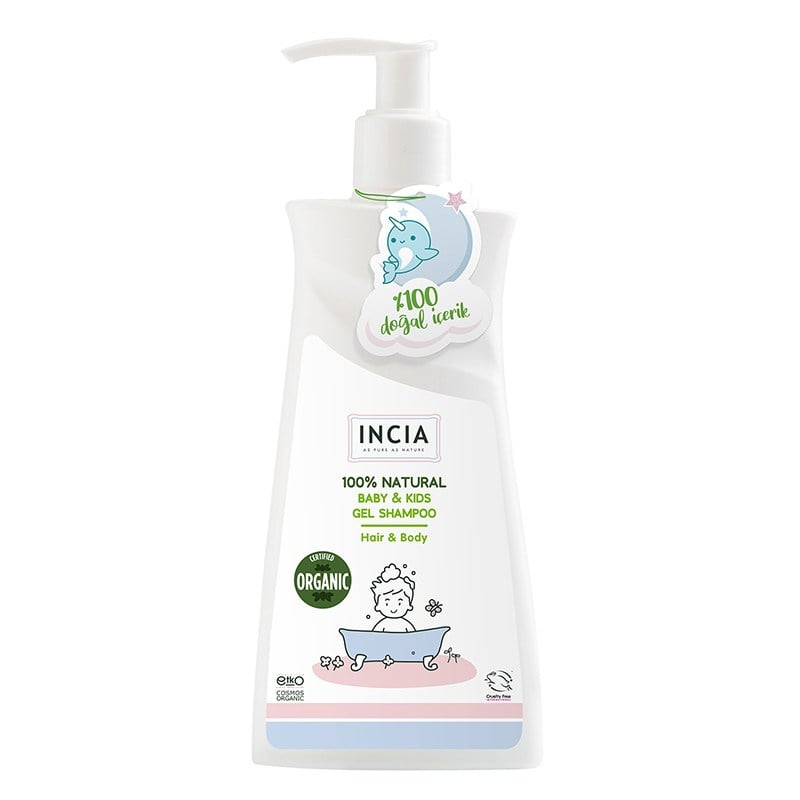 INCIA Çocuklar İçin Doğal Jel Şampuan Saç ve Vücut İçin 350 ml