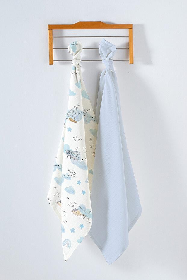 Kanz Çok Amaçlı Bebek Müslin Örtüsü 2Li Set - Boat