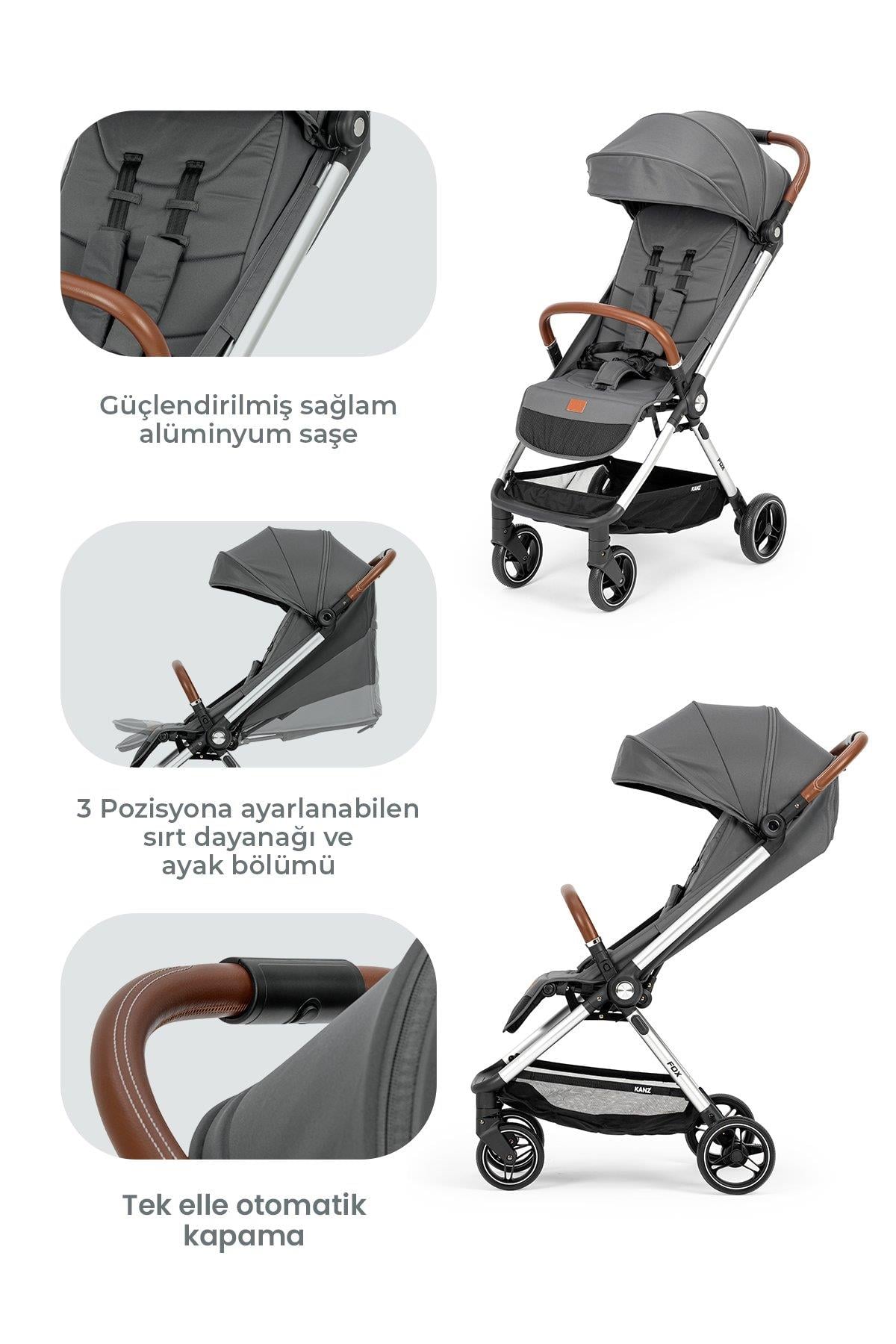 Kanz Fox Kabin Boy Bebek Arabası Gri