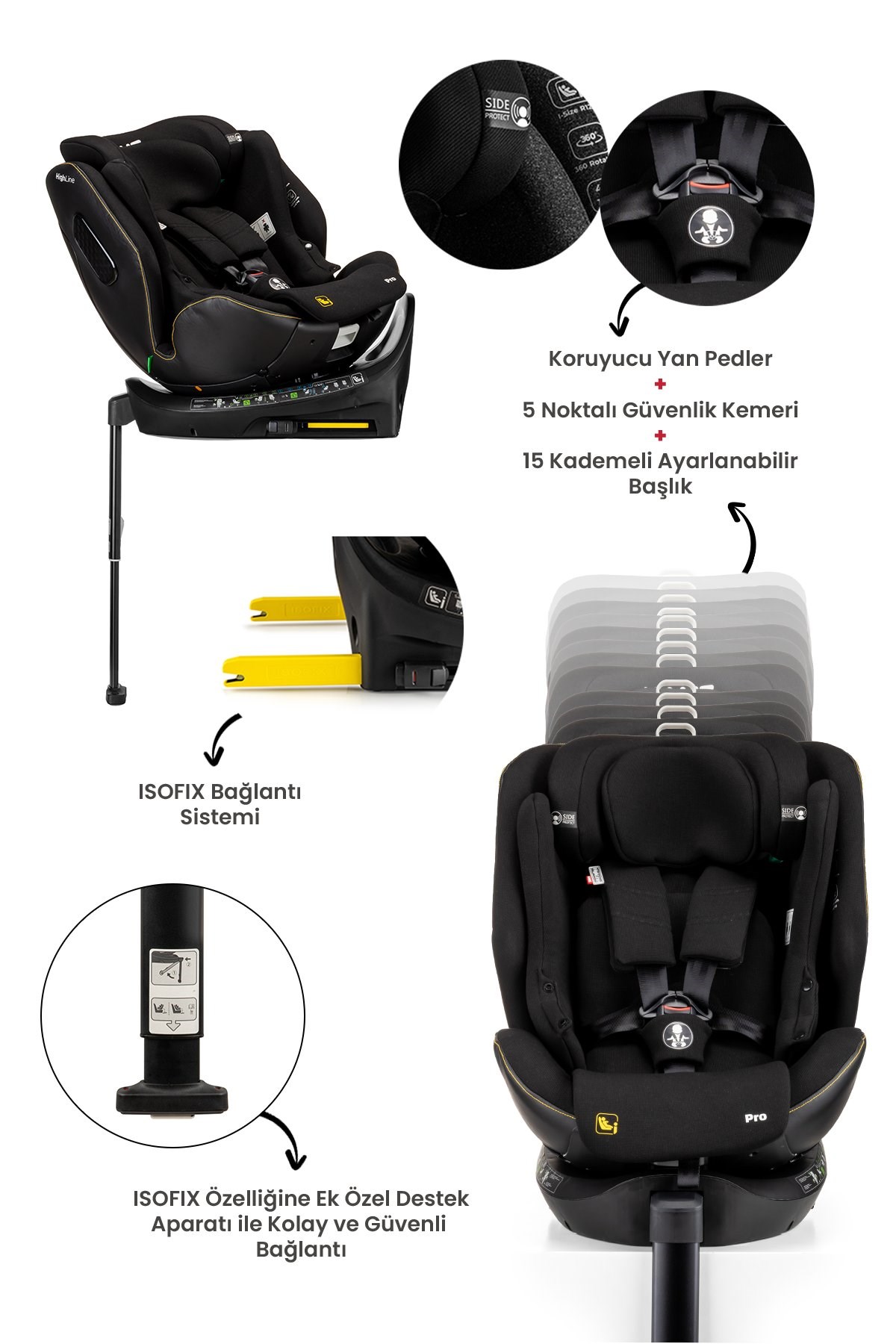 Kanz Hıghlıne Pro Oto Koltuğu Black