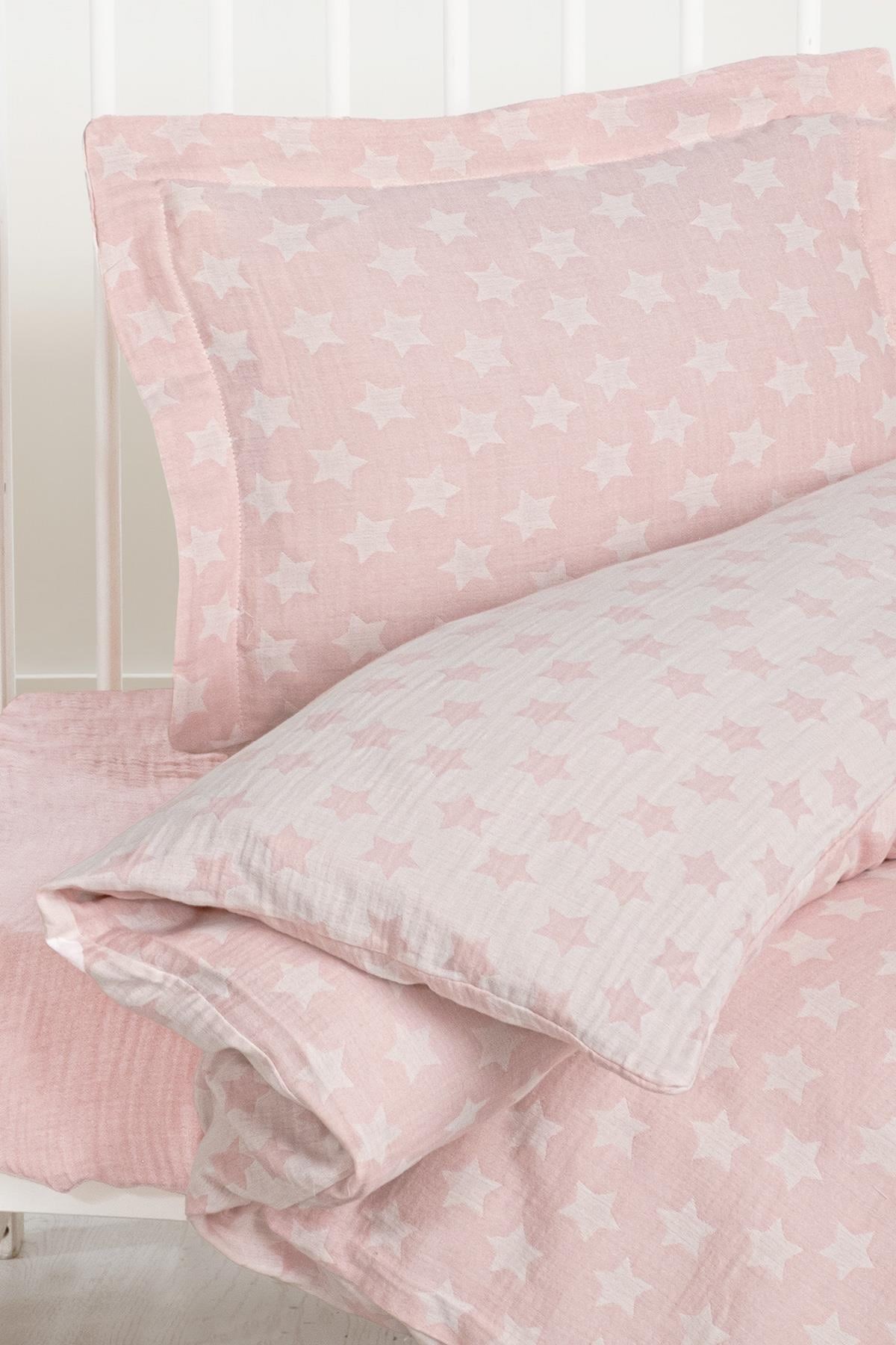 Kanz - Jakarlı Müslin Bebek  Nevresim Tk(knz-013) 152.01.0247.Starpembe---