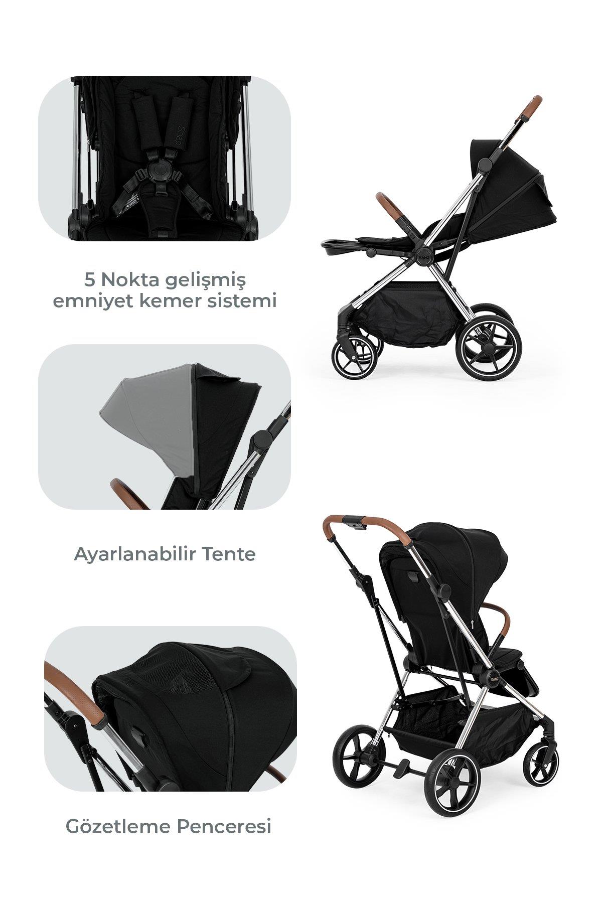Kanz Snap Autofold Travel Sistem Bebek Arabası Darkness Black
