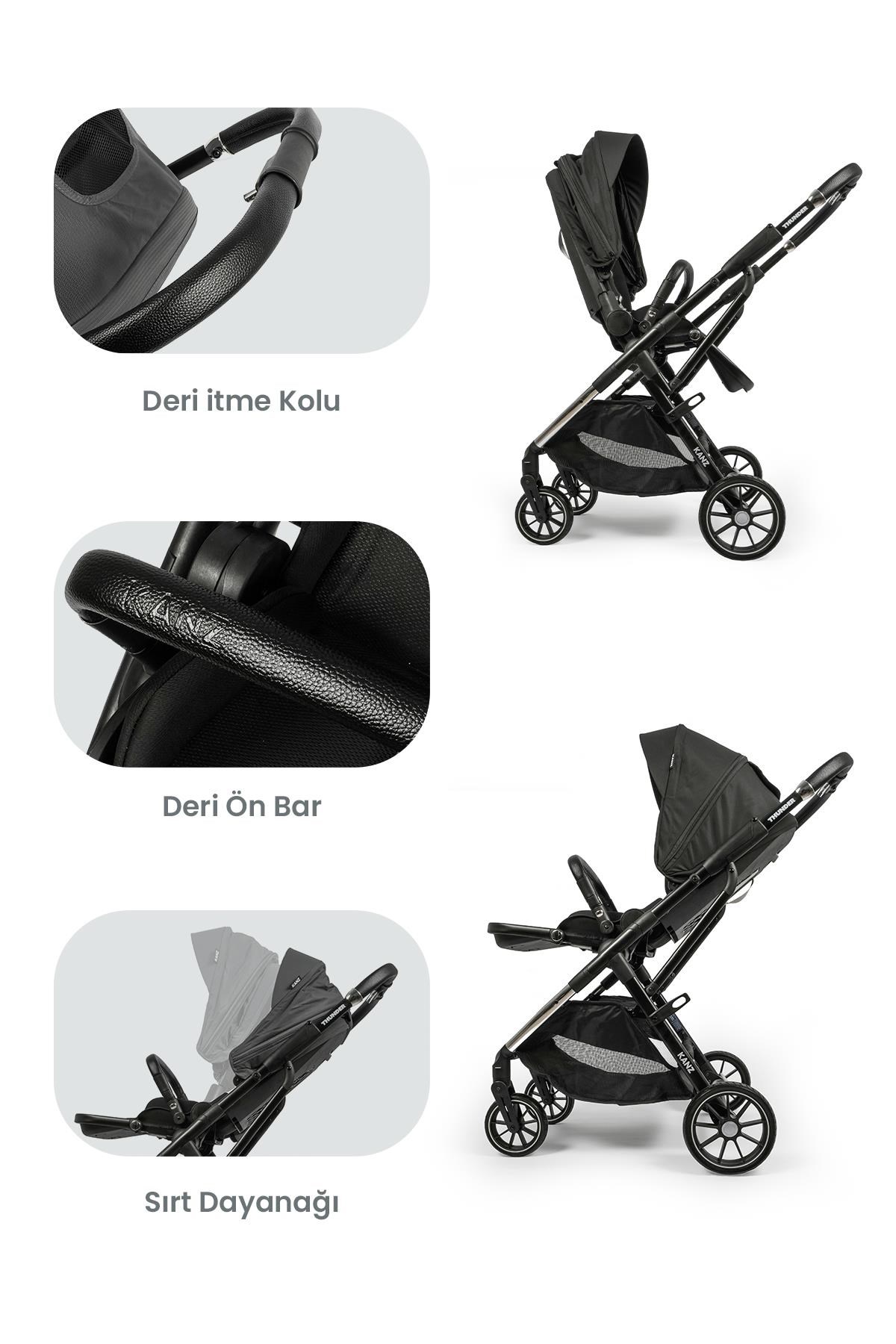 KANZ Thunder Kolay Katlanabilen Travel Sistem Bebek Arabası Oreoblack
