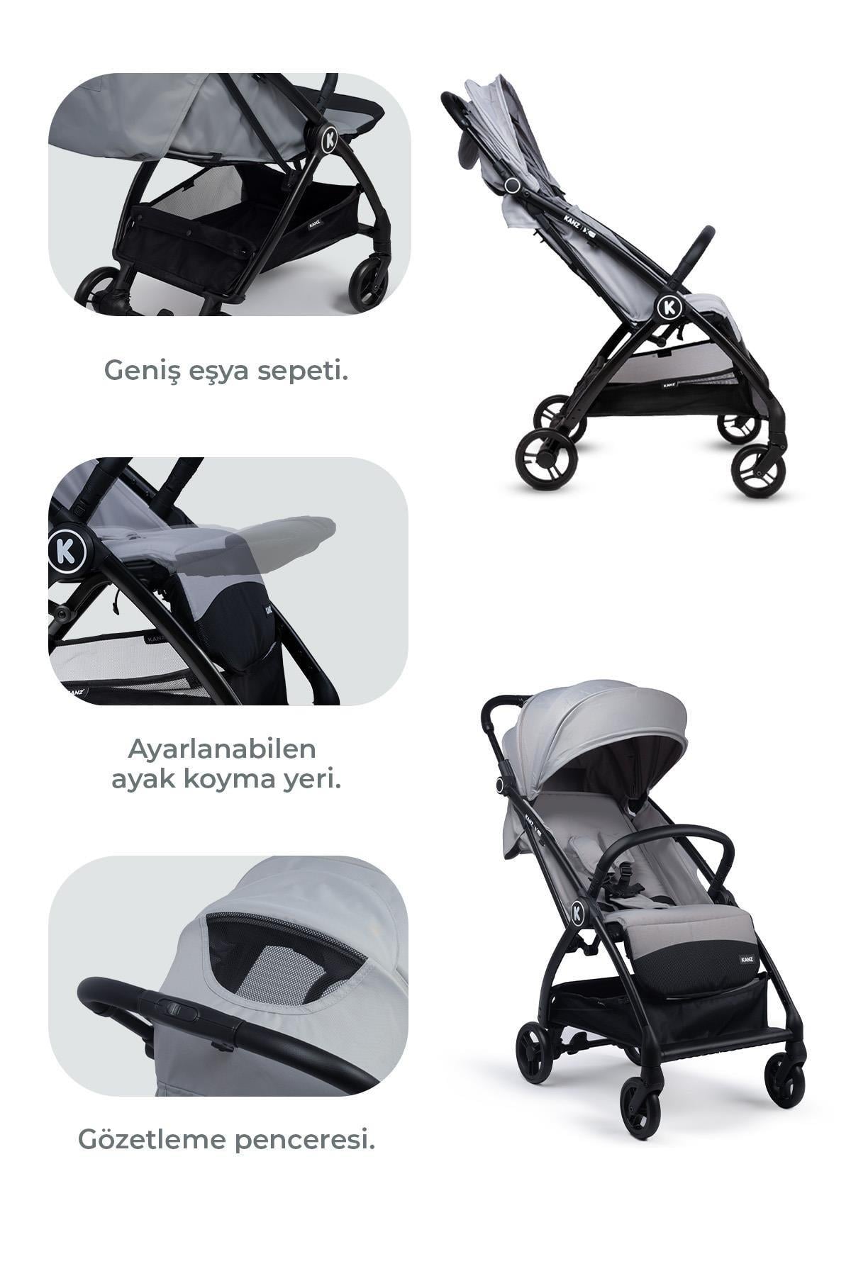 Kanz Xflop Autofold Kabin Boy Bebek Arabası Ultimate Grey