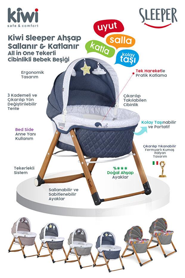 Kiwi Sleeper Ahşap Beşik Gri