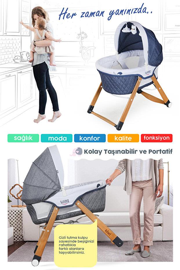 Kiwi Sleeper Ahşap Beşik Gri