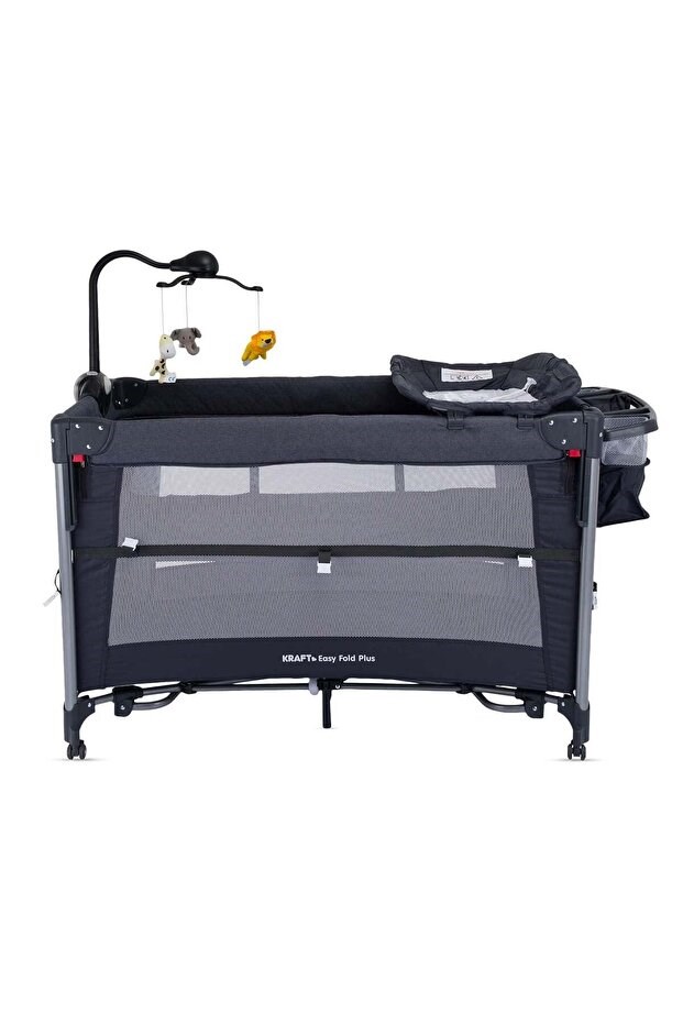 Kraft Baby Easy Fold PLUS Anne Yanı Oyun Parkı 70x110 cm Dark Grey