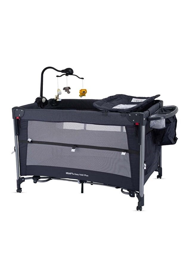 Kraft Baby Easy Fold PLUS Anne Yanı Oyun Parkı 70x110 cm Dark Grey