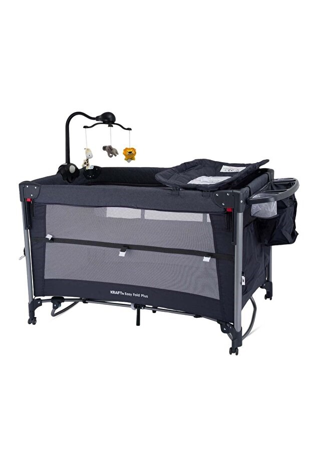 Kraft Baby Easy Fold PLUS Anne Yanı Oyun Parkı 70x110 cm Dark Grey