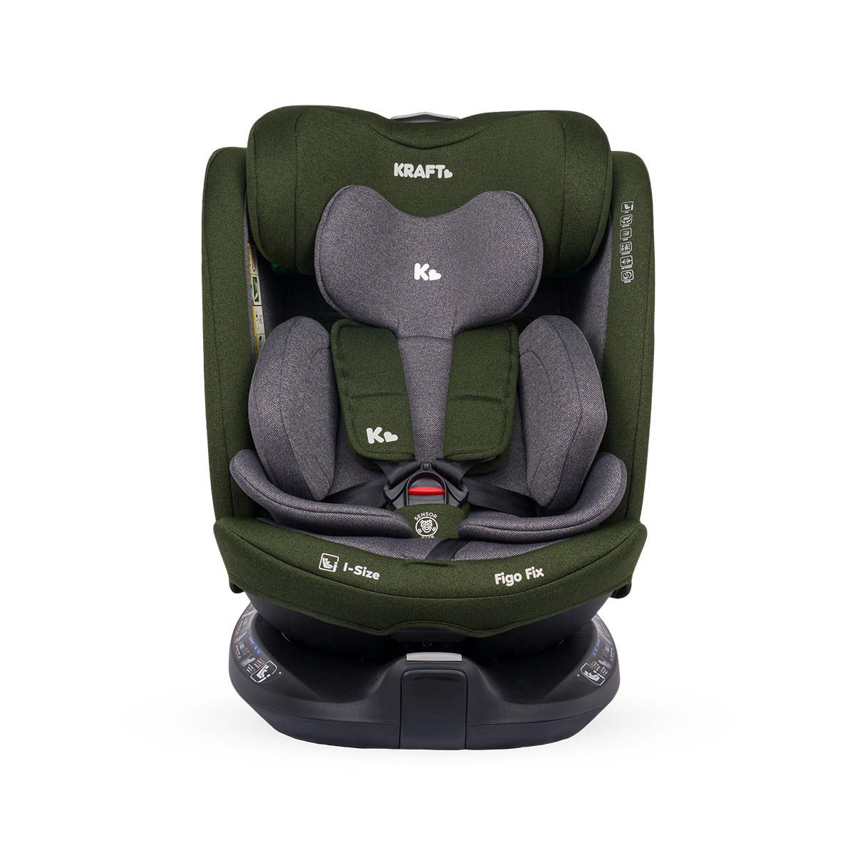 Kraft Figo Fix i-Size 40-150 cm (0-36 kg) Oto Koltuğu Green Grey