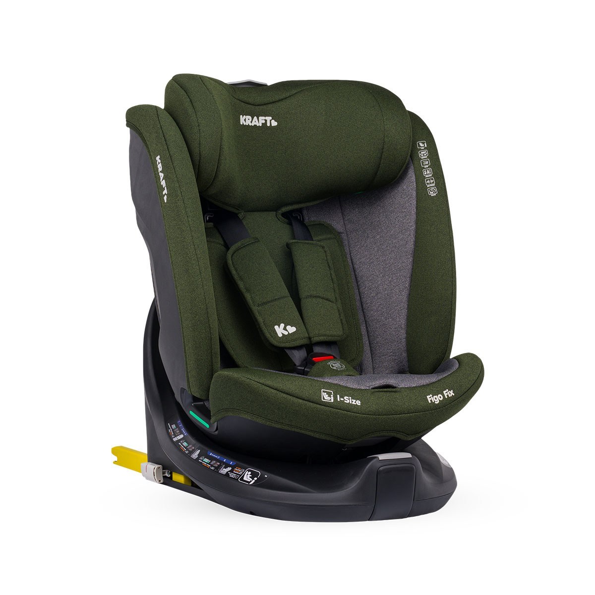 Kraft Figo Fix i-Size 40-150 cm (0-36 kg) Oto Koltuğu Green Grey