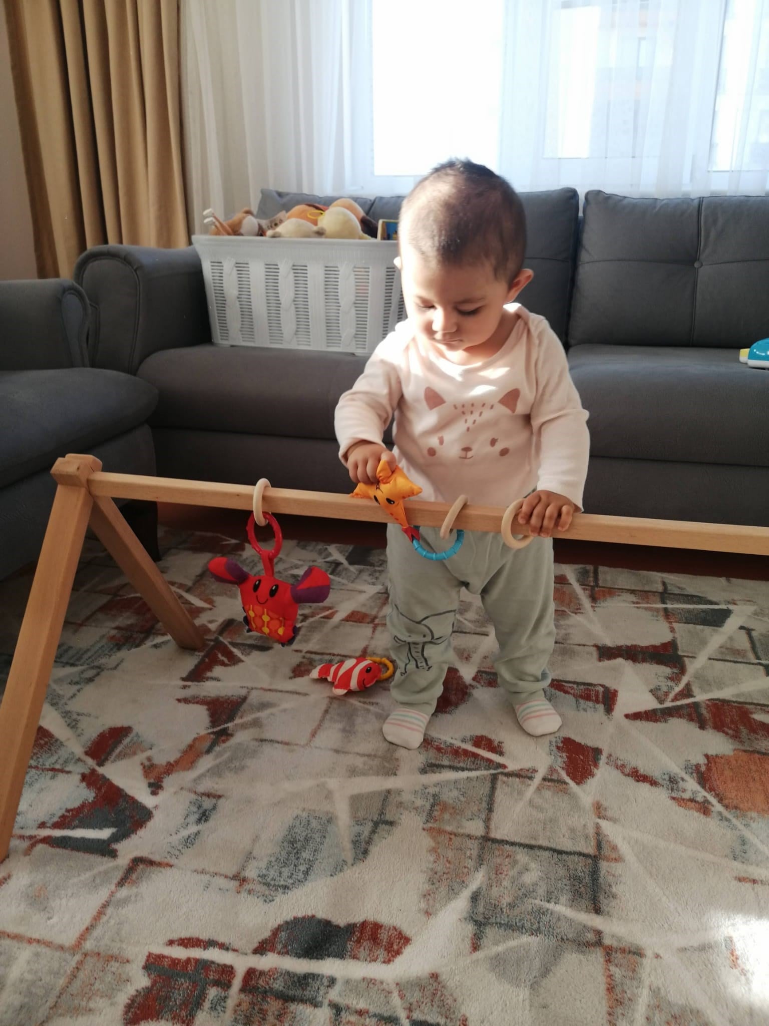 Minaco Baby Sallanabilir Kademeli Doğal Ahşap Anne Yanı Portatif Basenet Beşik Lacivert