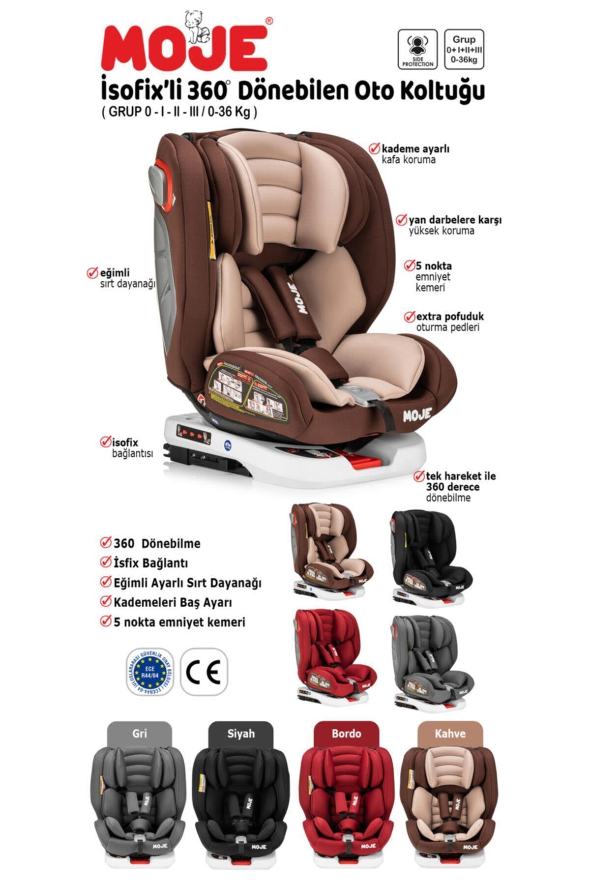 Moje Cape Town 0-36 Kg İsofixli Dönebilen Oto Koltuğu Bordo