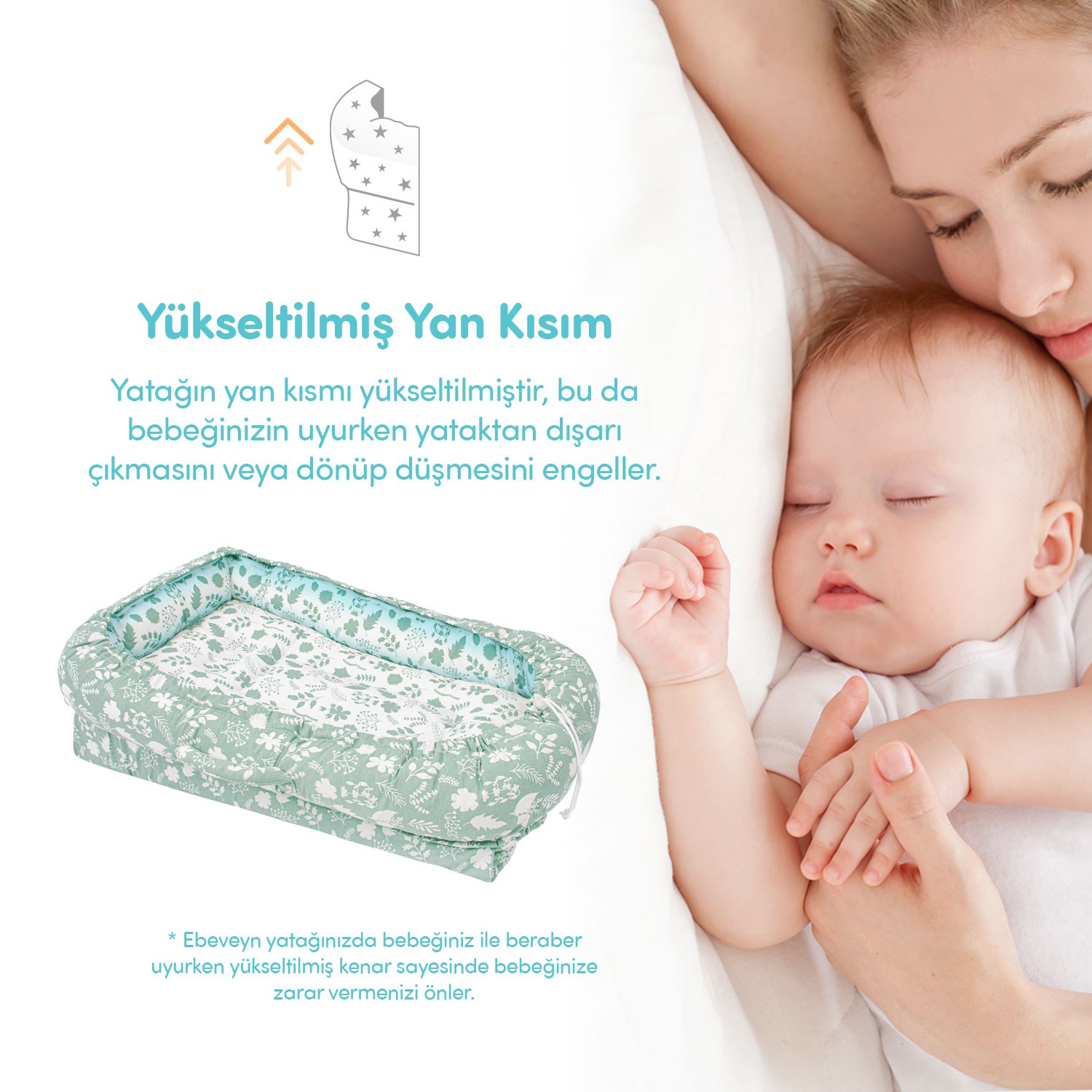 Sevi Bebe Anne Yanı Bebek Reflü Yatağı - Sarmaşık Desen 273-214