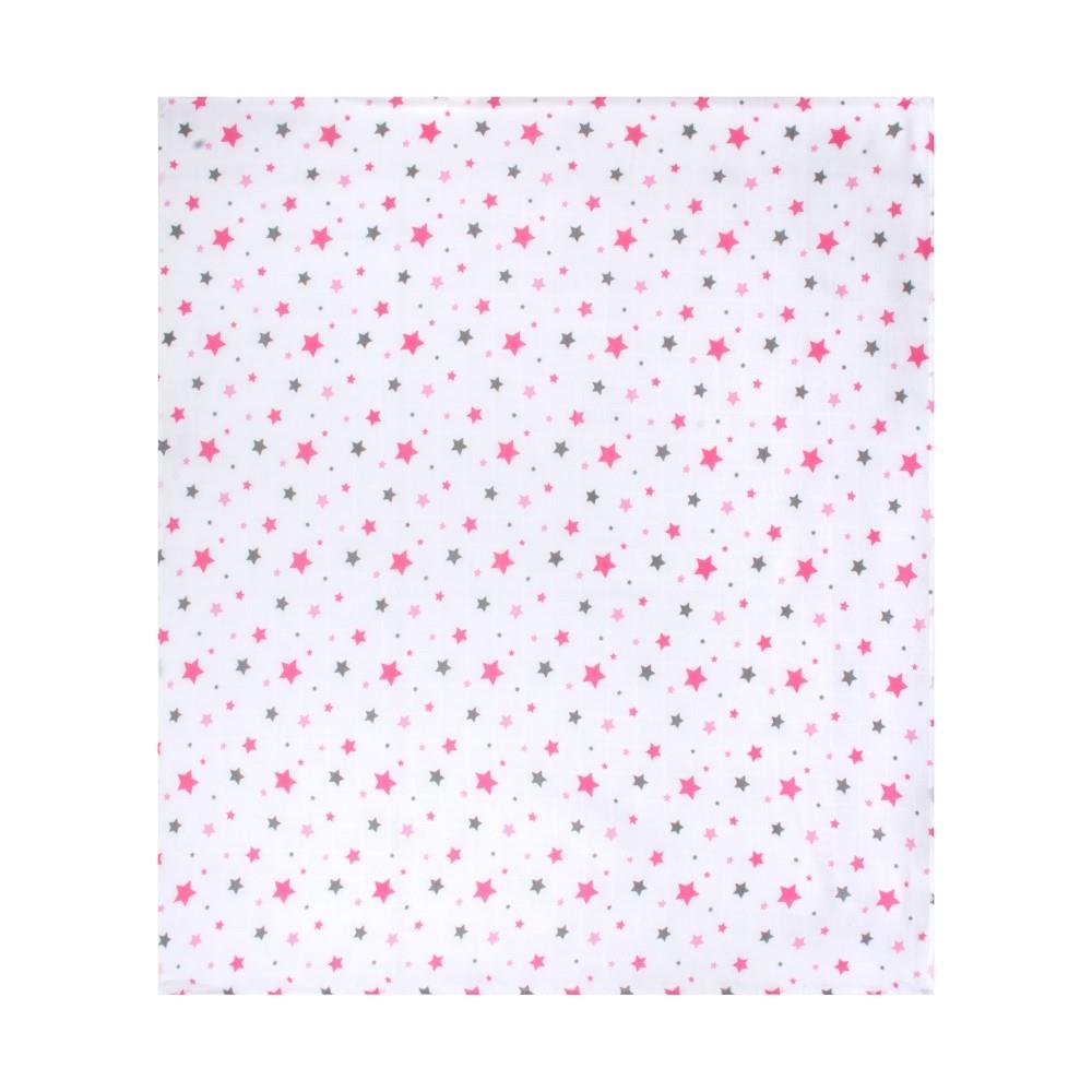 Sevi Bebe Desenli Müslin Battaniye 120X100 Cm - Yıldız Yağmuru Pembe 319-140-2
