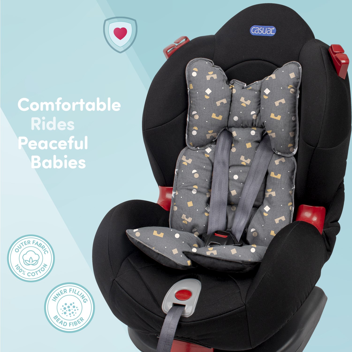 Sevi Bebe Puset ve Oto Koltuğu Minderi - Geometrik Desen 8376-216