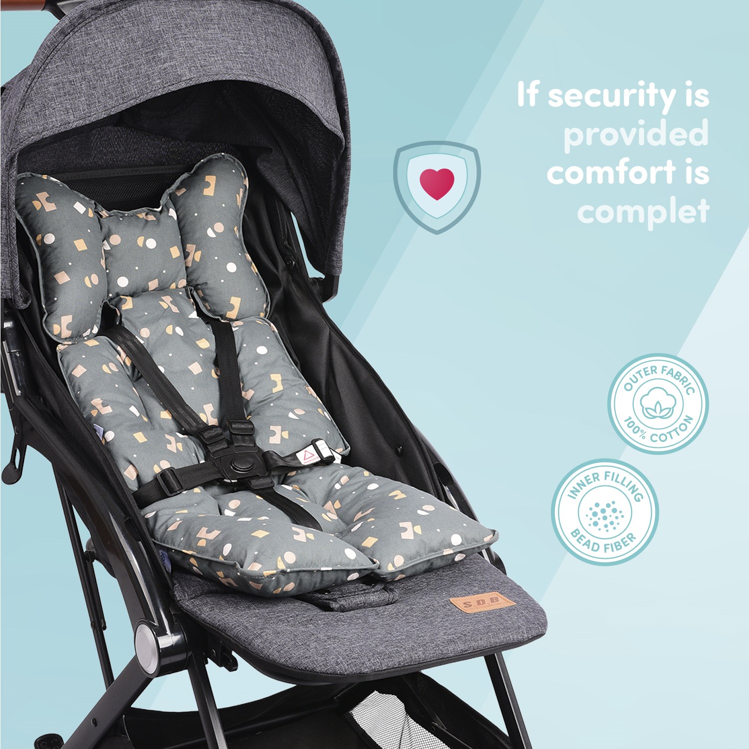 Sevi Bebe Puset ve Oto Koltuğu Minderi - Geometrik Desen 8376-216