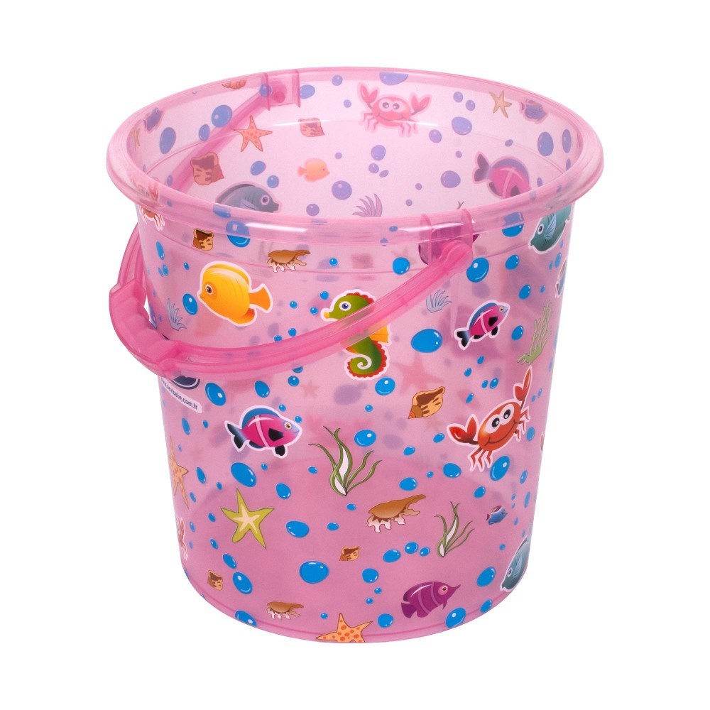 Sevi Bebe Şeffaf Desenli Banyo Kovası 17 lt - Pembe Desenli 100-2