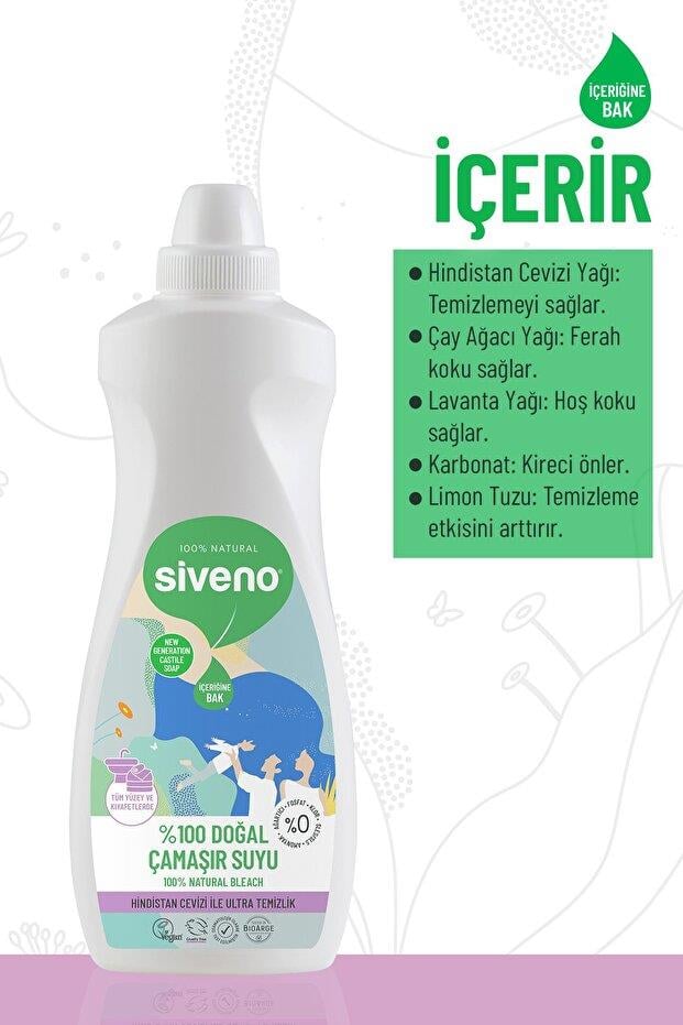 Siveno %100 Doğal Çamaşır Suyu Bitkisel Lavanta Çay Ağacı Tüm Yüzey ve Kumaşlarda 700 ml