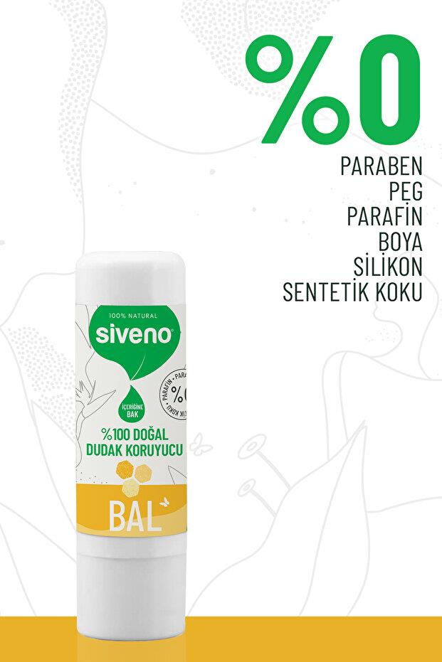 Siveno %100 Doğal Dudak Koruyucu Bal Bitkisel Lipbalm Dudak Kremi Nemlendirici Parlatıcı Onarıcı 6 G