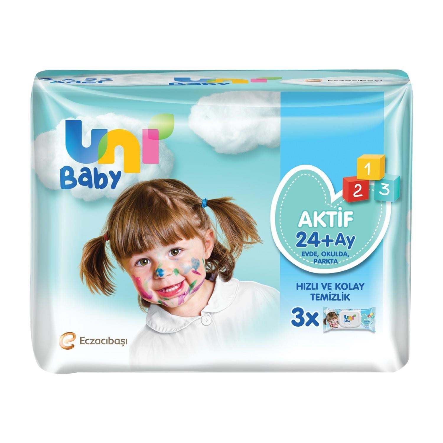 Uni Baby Aktif Sımple Clean Islak Mendil 3x52 li