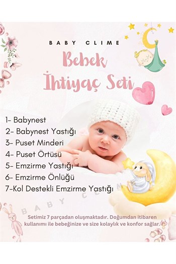 Aluç Bebe 7 Parça Bebek İhtiyaç Seti ( Babynest - Yastık - Emzirme Minderi - Emzirme Örtüsü - Düz Kafa Yastığı - Puset Yastığı - Puset Örtüsü ) Kahve