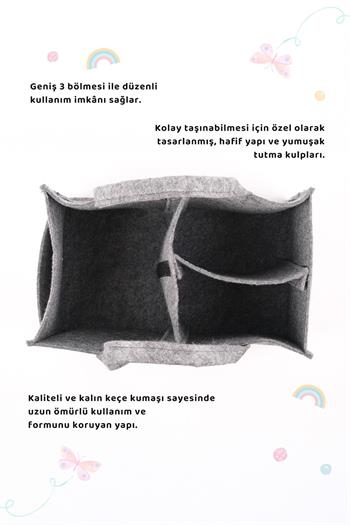 Baby İcon Çok Amaçlı Keçe Çanta Organizer Gri