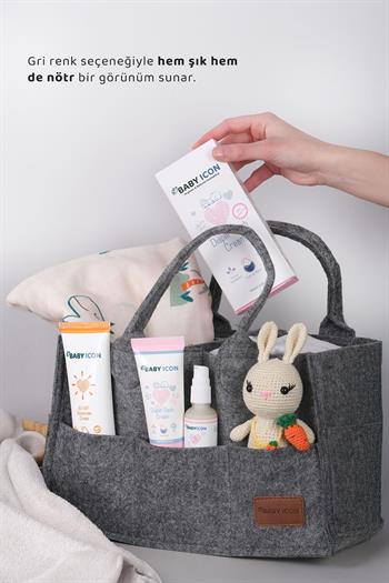 Baby İcon Çok Amaçlı Keçe Çanta Organizer Gri
