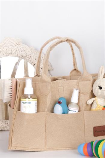 Baby İcon Çok Amaçlı Keçe Çanta Organizer Bej