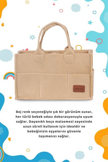Baby İcon Çok Amaçlı Keçe Çanta Organizer Bej