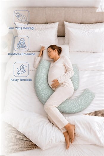 Babyjem 198 Sırt Destekli Hamile Ve Emzirme Yast Yeşil Çiçek