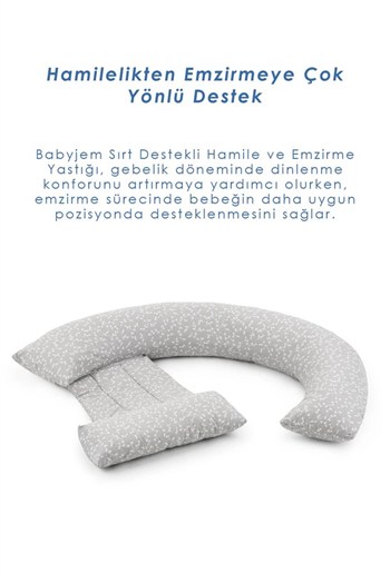 Babyjem 198 Sırt Destekli Hamile Ve Emzirme Yast Gri Çiçek