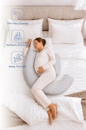 Babyjem 198 Sırt Destekli Hamile Ve Emzirme Yast Gri Çiçek